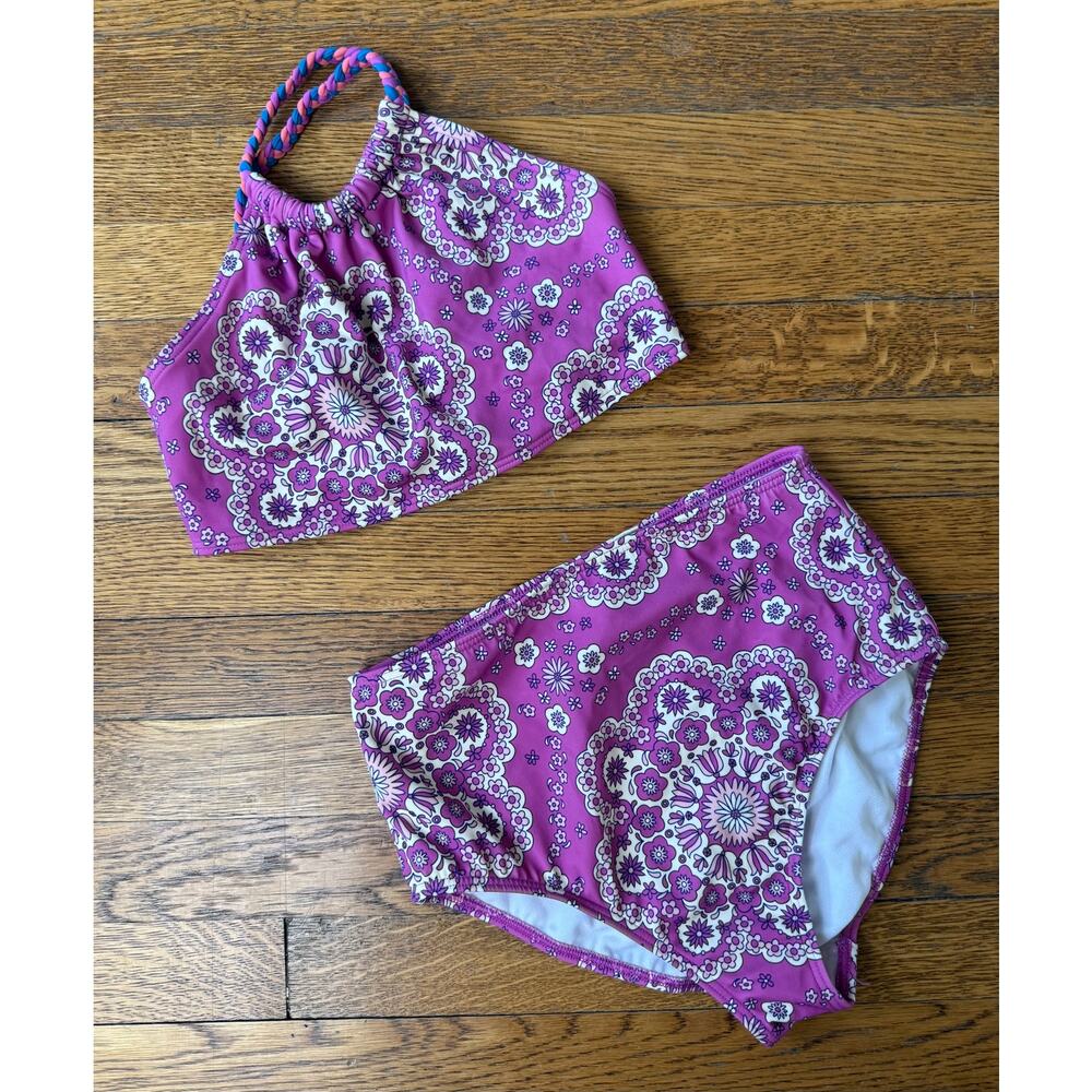 Mini Boden Girls' Purple Two-Piece Swimsuit Size 9-10